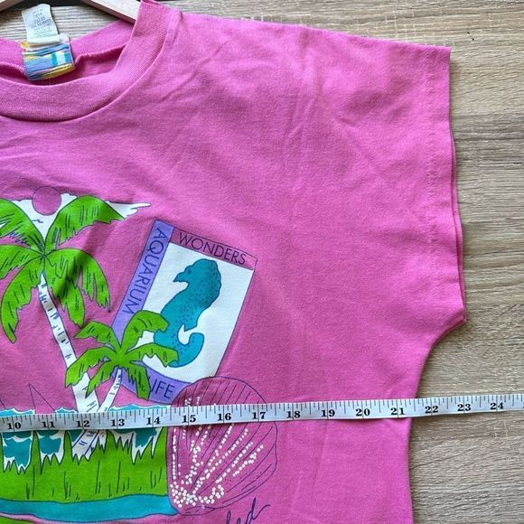 Vintage 90s Sears Vacation Beach Top Shorts Set Barbie Pink size Large - Picture 10 of 10